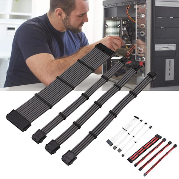 Virtapidennytysjohto Ammattimainen Nylonpunottu 30cm ATX 24Pin 8Pin 6+2Pin 8Pin 4+4Pin 6Pin Virtajohto Tietokoneen CPU:lle