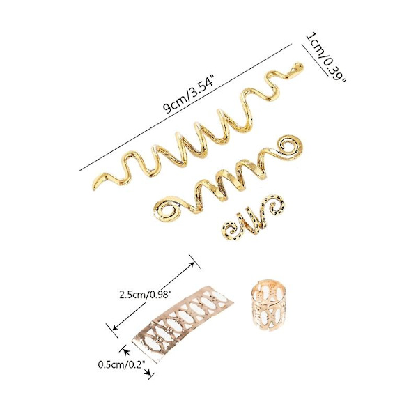 Flätklipp Hårpärlor Spiral Spolar Orm Hårklipp Dreadlock Pärla Flät Rings Orm Hår Smycken För Fläta