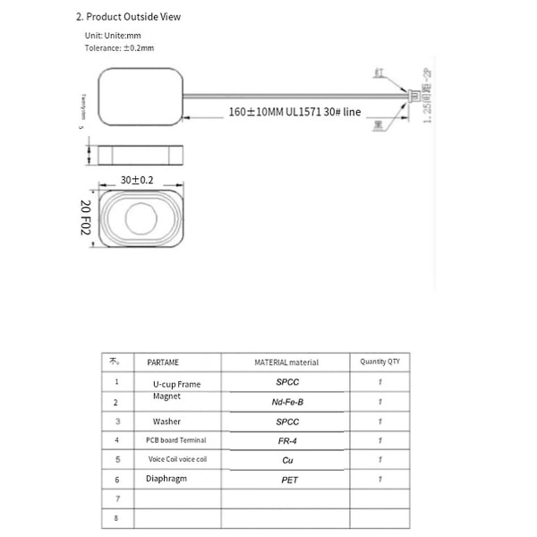 2030 8 Ohm 2W Højttalerhulrum 8 2 Watt Box Bluetooth-kompatibel Lydhøjttaler Sikkerhedshøjttaler Med