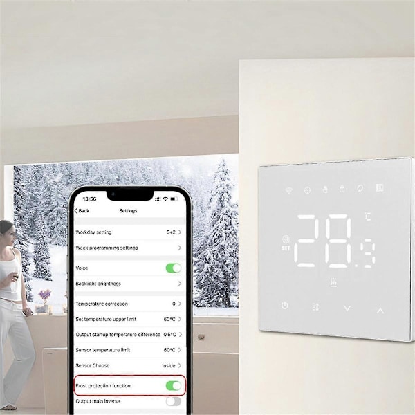 Tuya Älykäs WiFi Termostaatti Lattialämmitykseen 220v 16A Kaasukattila Sähköinen Lämpötilansäädin Koti Alexa Musta
