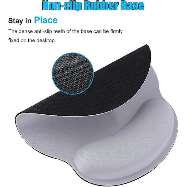 Ergonomisk Ljusgrå Musmatta med Handledsstöd för Dator, Liten Söt Musmatta med Handledsstöd Musmatta för Laptop & Skrivbord (Li