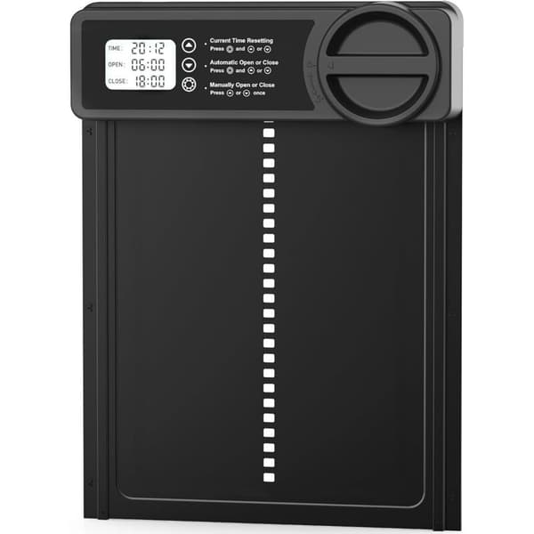 Automatisk hønselem med timer/manuel tilstand, klembeskyttelse, aluminiumslegering, stort programmerbart LCD-display, advarsel om lavt batteriniveau