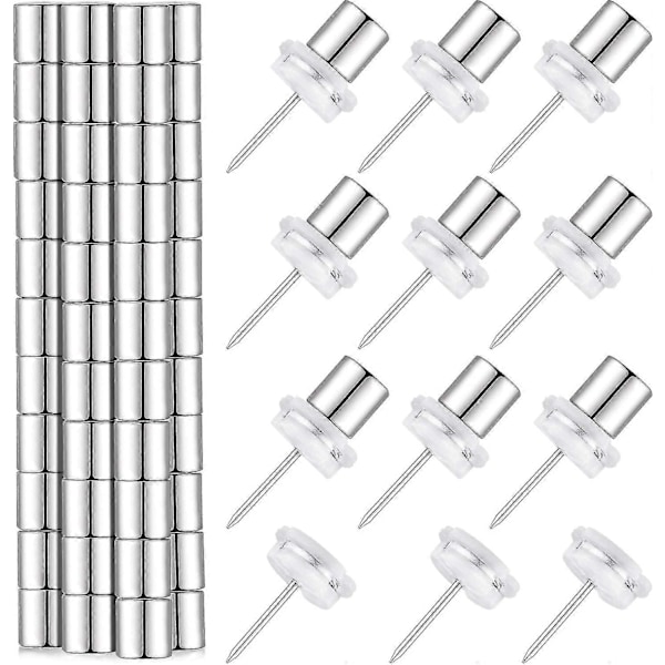Magnetiska Pushpins Magnetacks Magnet Tumtackar Poster (20 st, silver)