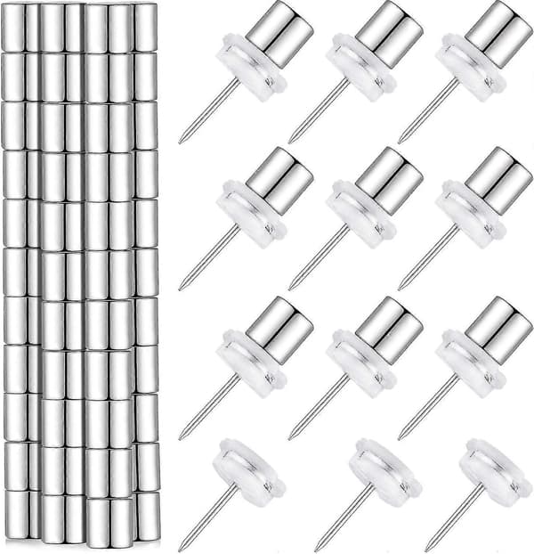 Magnetiske Pushpins Magnetacks Magnetknapper (20 stk, sølv)