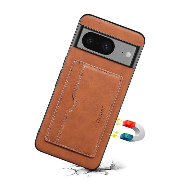 DENIOR Deksel til Google Pixel 8 Retro Lær+TPU+PC Kortholder Telefondeksel - Brun
