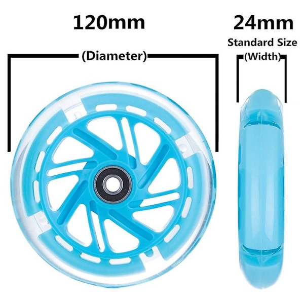 1 par 120mm Barneskuter LED-lys Blinkende Hjul med Lagre Foran/bak LED Blinkende Scooter