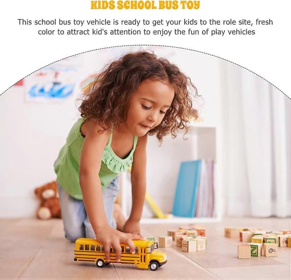 KATEA 1:24 Legering Gul Skolebus Lang Træk Tilbage Musik Lys Børns Legetøjsbil Skolebus Model Legetøj Støbt Køretøjer Gul Bus Legering Træk Tilbage Mod