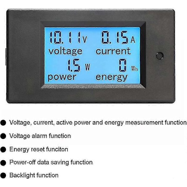 Spänningsström Effektmätar Energimätare DC 6,5-100V 100A, Amperemeter Voltmeter Panel