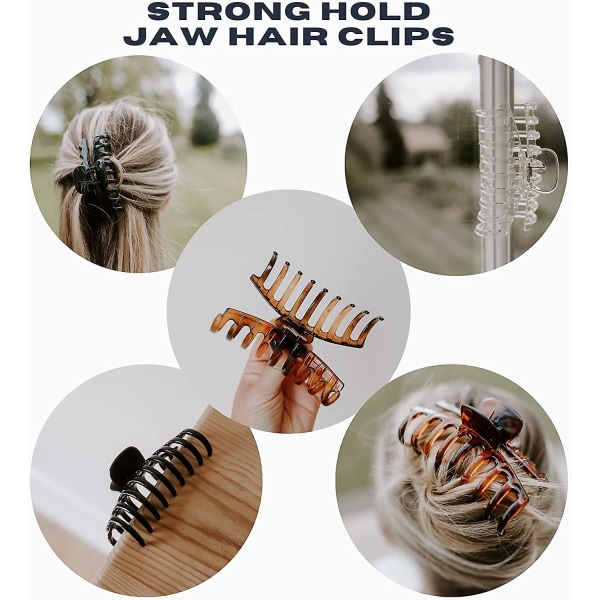 Hair Claw Clips Til Kvinder Anti Slip Store Klo Hårclips Til Tykke Hår | Fransk design mode hårstyling tilbehør (3 stk, mixcolor)