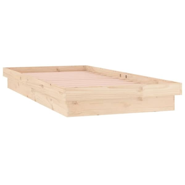 LED seng 75x190 lille enkeltseng massivt træ