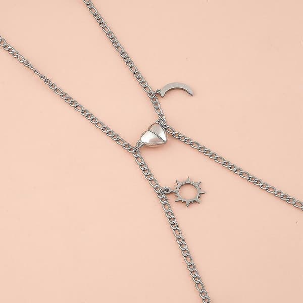 2 stk. Parforhold Matchende Armbånd Sol Måne Magnet Charm Kæde Til Pige