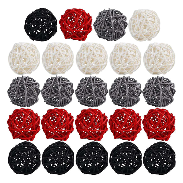 2 tums rottingbollar dekorativa för heminredning Gör-det-själv-fyllnadsprydnad bröllopsbordsdekoration (svart, G