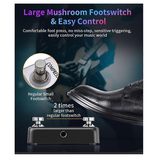 Digital Reverb Gitarpedal Dobbel Pedal Ekstern Fotbryter