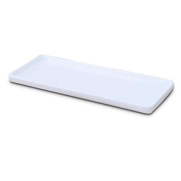 Rektangulær keramisk brettplate, hvit porselen, rektangulær plate, munnskyllevannkoppbrett, bad, stue