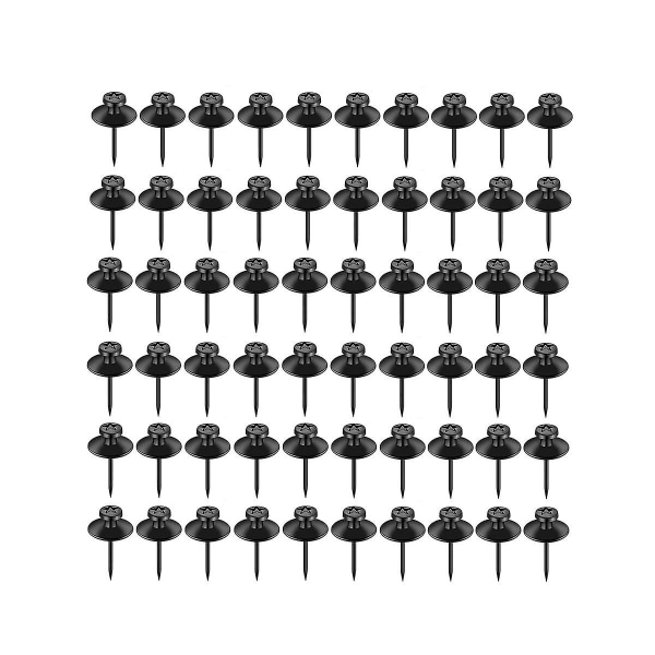 60-pak svarte dobbelthodede bilder hengende spiker, bilder spiker, knagger for veggdekor, veggpinner