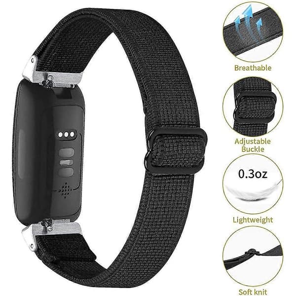 Smart Watch-reimer for 2/, Elastisk Justerbar Myk Rem Erstatningsreimer (Svart)
