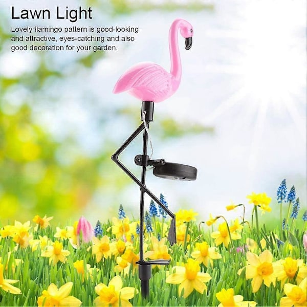2-pak Pink Flamingo Solar Udendørs LED Plænelampe Dekorativ Pindlampe Pink Flamingo Havestiklampe