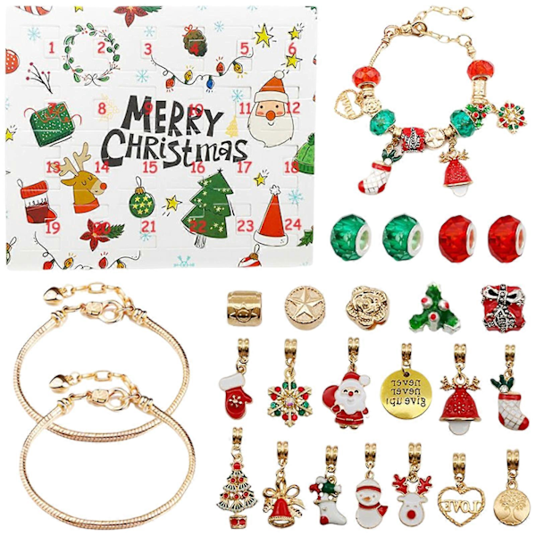 Julkalender med 24 Dagar Nedräkningskalender DIY Armbandtillverkningsspel Julpartypresenter