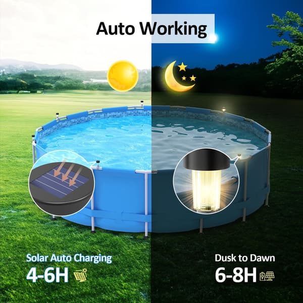 1x Solar LED Pool Light til jordbaseret poolhegnsdekoration, LED vandtæt pooltilbehør, natlys