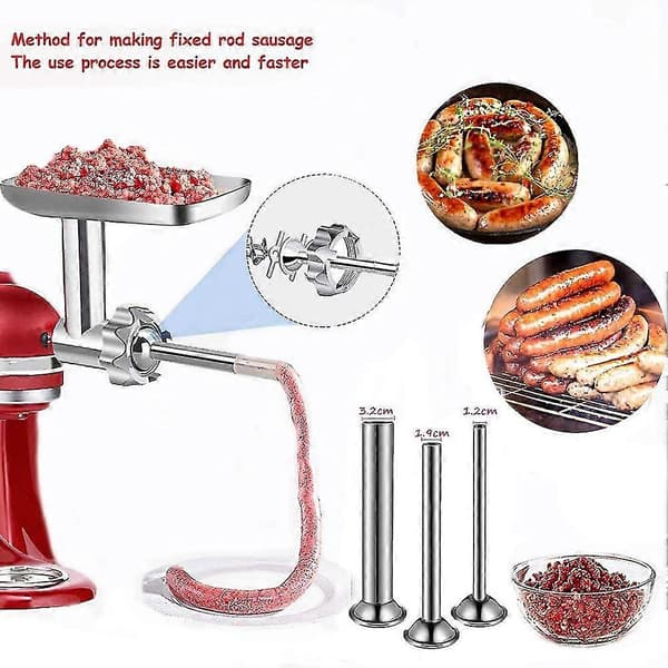 Metal Madhakker Tilbehør til Kitchenaid Røremaskine, Kødhakker Tilbehør Inkluderer Pølse