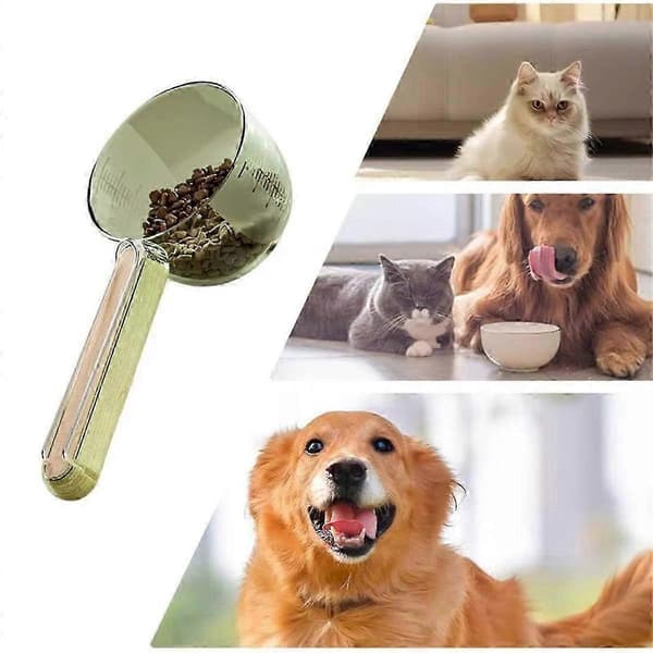 Målekop til kæledyr med forseglingsclips - Hund- og kattefoderske til præcis portionering og bevarelse af friskhed