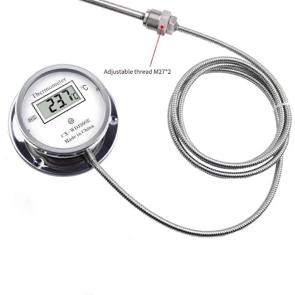 Termometer i rustfritt stål med digitalt display, vanntett probetermometer for matlaging, industri