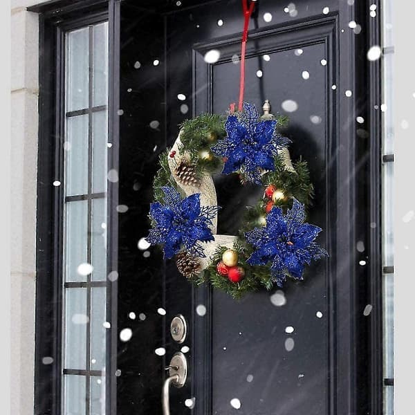 12 stykker juleblomster, juleblomster og kunstige juleblomster