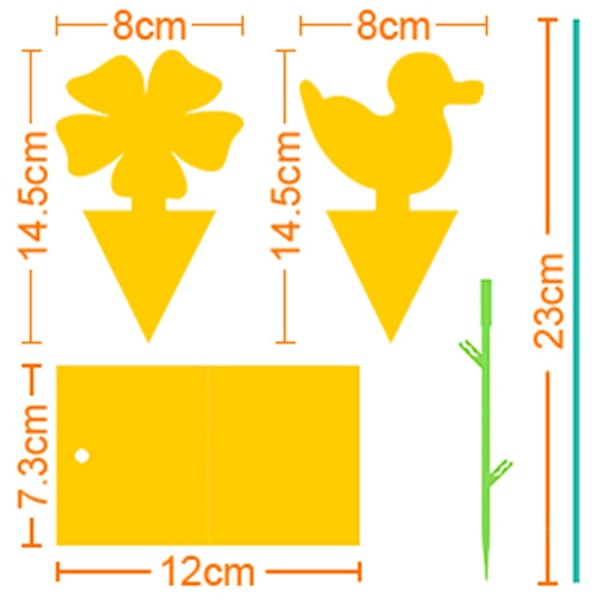 Fluesnapper, 84 stykker, gule plater, fruktfluesnapper, hengende og pluggbar fluesnapper, fruktfluesnapper