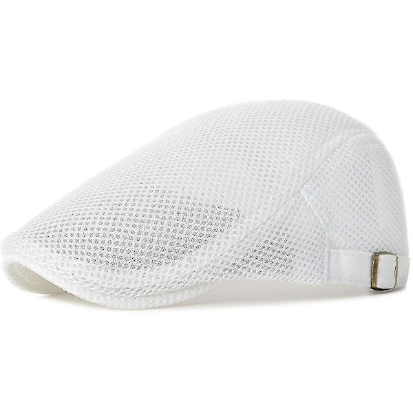 Men Able Mesh Hatt Justerbar Gutt Beret Ivy Caps Flat Cap White