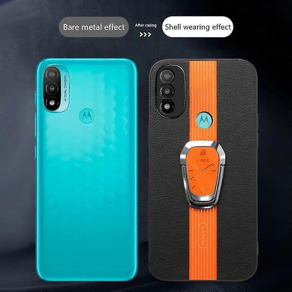 KADEM Foldbart etui med støttefod i læder+TPU+akryl til Motorola Moto E20/E30/E40