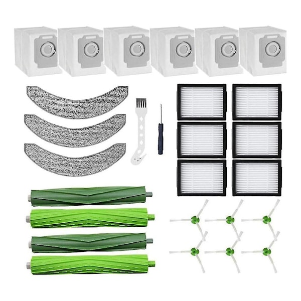 Reservedeler Kompatible for Combo J7+/plus Robotstøvsuger, Gummibørster for flere overflater
