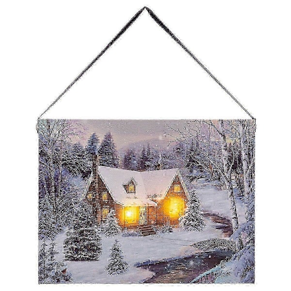 Målning Jul Flerfärgad Trä Canvas 20 x 15 x 1,8 cm