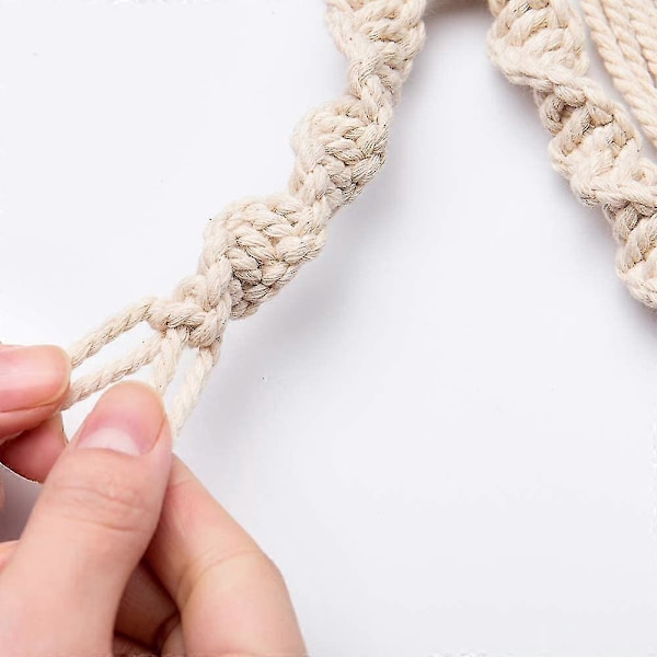 Makramé Vegghenging Vevd Tapet 40,6 x 70,1 cm, Beige