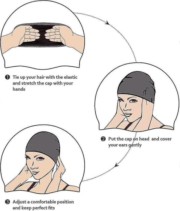 Vanntett svømmehette for voksne, svært elastisk silikon svømmehette, unisex svømmehette for kort/langt hår