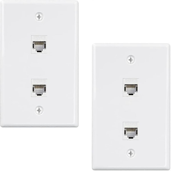 2-pack 2-portars Ethernet Vägguttag, Cat6 Hona till Hona Väggkontakt RJ45 Inline Kopplare Vägguttag, Vit