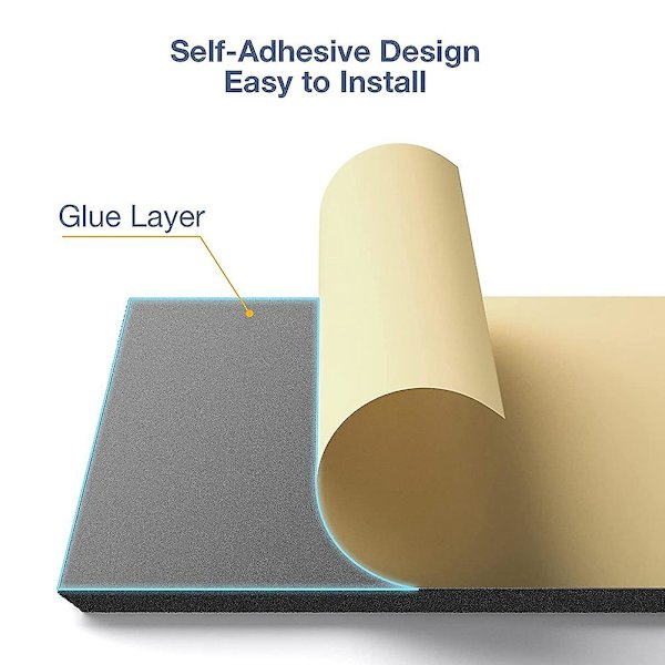 Selvklebende akustiske paneler 12-pakning, 12 x 12 x 0,4 tommers lydtette paneler, lydabsorberende paneler for hjem, svart