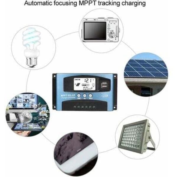 40A MPPT Solar ladekontroller. 12V 24V USB Solcellepanel Batterikontroller Intelligent Batteriregulator med LCD-skjerm (40A)