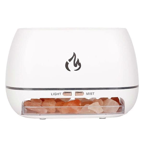 Saltsten Aroma Luftfugter Flammefarvet Lys Natlampe Aromaterapi Æterisk Olie Diffuser