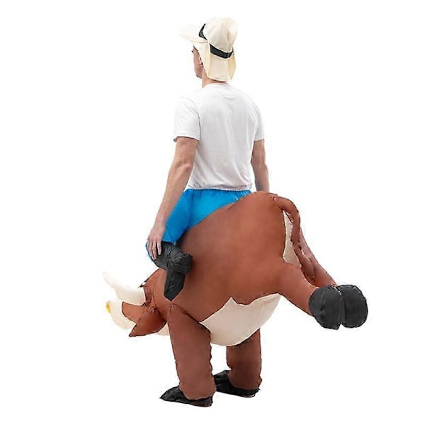 Uppblåsbar tjurdräkt för vuxna, Rid på ko OX Kostym Blås upp Kläder för Halloween Cosplay Party Klänning Rolig Maskot