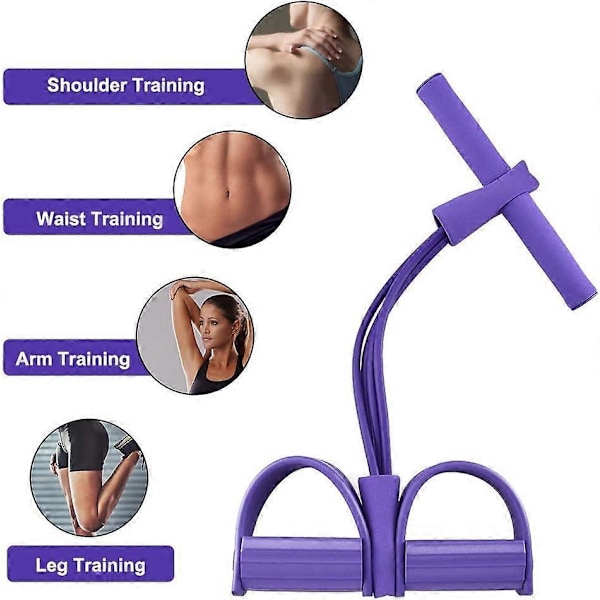 Pedal Resistance Band Super Light 4-Tube Yogarem Elastiskt Dragrep Träningsutrustning för Sit-ups Kroppsbyggnad Expander Mage Träning Armsträckning