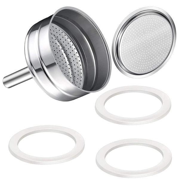 3-cup Moka Coffee Machine Replacement Funnel Kits Compatible For Moka Express,with Aluminum Replace