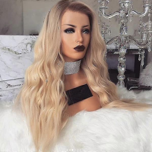 Lång Blond Syntetisk Peruk Dam Vågigt Hår Modefest Peruk