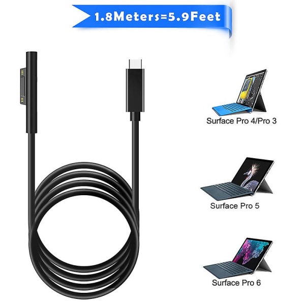 USB Type C 15v Pd Power Laddare Adapter Laddningskabel för Surface Pro 7/6/5/4/3/go/book Lap