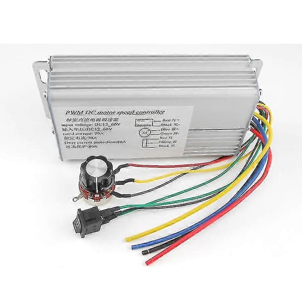 DC 12-60V 70A 4000W PWM DC Motor Hastighetskontroller Børstemotor Regulator Med Forover- og Bakoverbryter DC 12V 24V 36V 48V
