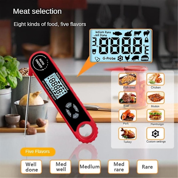 Kötttermometer Digital Direktavläsning Kötttermometer För Grillmatlagning För Kök Utomhus, Bbq, Kalkon, Godis, Nötkött