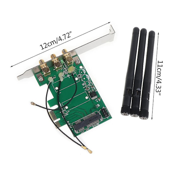 Højhastigheds Mini Til Pci-e 1x 3 Antenne Netværkskort Adapter Trådløs