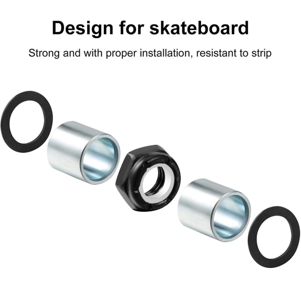 112 deler Skateboard Truck Hardware Kit Inkluderer Spacere, Akslenøtter og Hastighetsringer for Skateboard