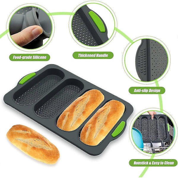 Brödform för bakning, Silikon 4-facks Baguetteform