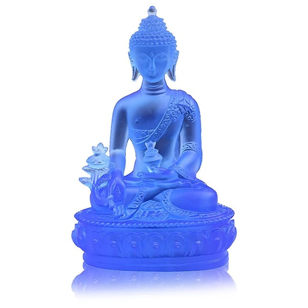 Tiibetin lääketieteen Buddha-patsas, läpikuultava hartsi-Buddha-veistos Meditaatio sisustus Hengellinen sisustus