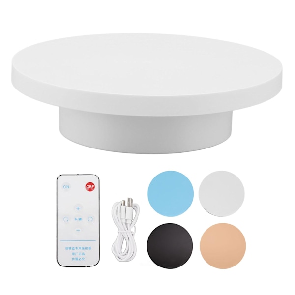 Roterande Displayställ med Fjärrkontroll - Vit, Lastkapacitet 3kg, Automatisk 360° Rotation för Produkter, 15cm Diameter